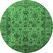 Round Oriental Emerald Green Industrial Rug, urb1963emgrn