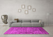 Machine Washable Oriental Pink Industrial Rug in a Living Room, wshurb1963pnk