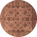 Round Oriental Brown Industrial Rug, urb1963brn