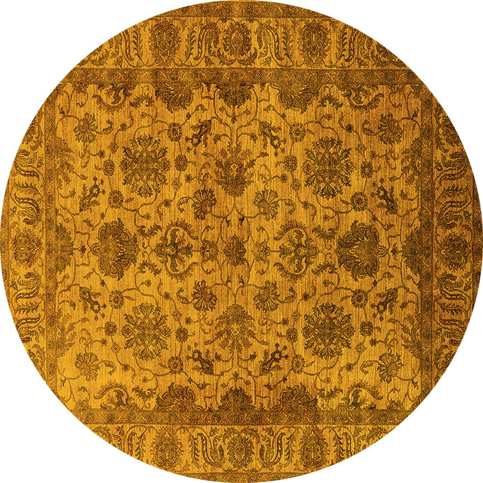 Round Oriental Yellow Industrial Rug, urb1963yw