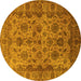 Round Oriental Yellow Industrial Rug, urb1963yw