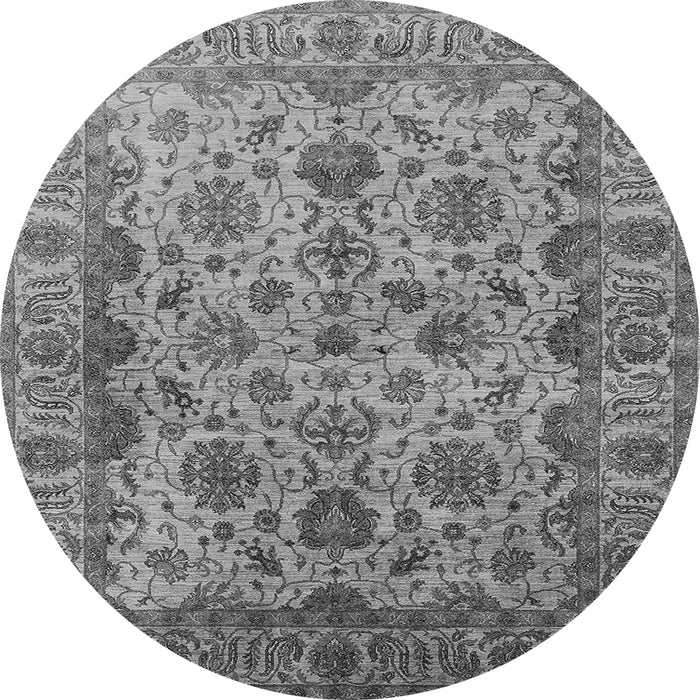 Round Machine Washable Oriental Gray Industrial Rug, wshurb1963gry
