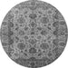 Round Machine Washable Oriental Gray Industrial Rug, wshurb1963gry