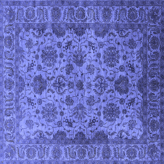 Square Machine Washable Oriental Blue Industrial Rug, wshurb1963blu