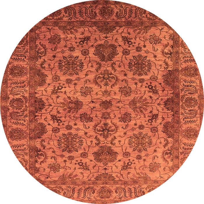 Round Oriental Orange Industrial Rug, urb1963org