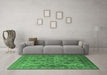 Machine Washable Oriental Emerald Green Industrial Area Rugs in a Living Room,, wshurb1963emgrn