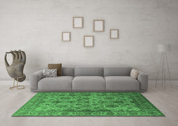 Machine Washable Oriental Emerald Green Industrial Area Rugs in a Living Room,, wshurb1963emgrn