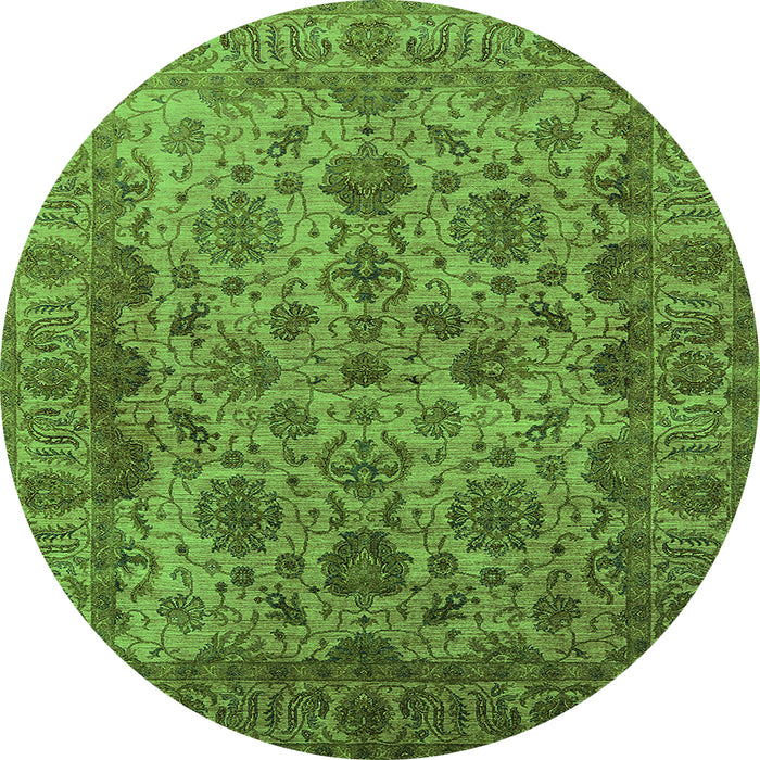 Round Oriental Green Industrial Rug, urb1963grn