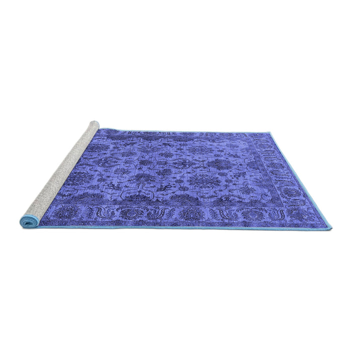 Sideview of Machine Washable Oriental Blue Industrial Rug, wshurb1963blu