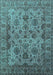Machine Washable Oriental Turquoise Industrial Area Rugs, wshurb1963turq