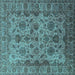 Square Machine Washable Oriental Turquoise Industrial Area Rugs, wshurb1963turq