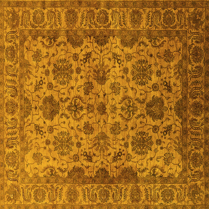 Square Oriental Yellow Industrial Rug, urb1963yw
