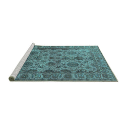 Sideview of Machine Washable Oriental Turquoise Industrial Area Rugs, wshurb1963turq