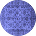 Round Machine Washable Oriental Blue Industrial Rug, wshurb1963blu