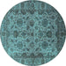 Round Oriental Turquoise Industrial Rug, urb1963turq