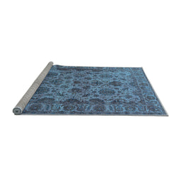Sideview of Machine Washable Oriental Light Blue Industrial Rug, wshurb1963lblu