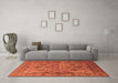 Machine Washable Oriental Orange Industrial Area Rugs in a Living Room, wshurb1963org