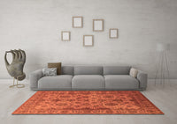 Machine Washable Oriental Orange Industrial Rug, wshurb1963org