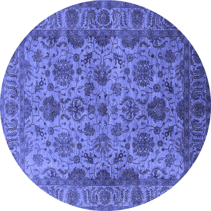 Round Oriental Blue Industrial Rug, urb1963blu