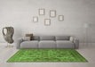 Machine Washable Oriental Green Industrial Area Rugs in a Living Room,, wshurb1963grn