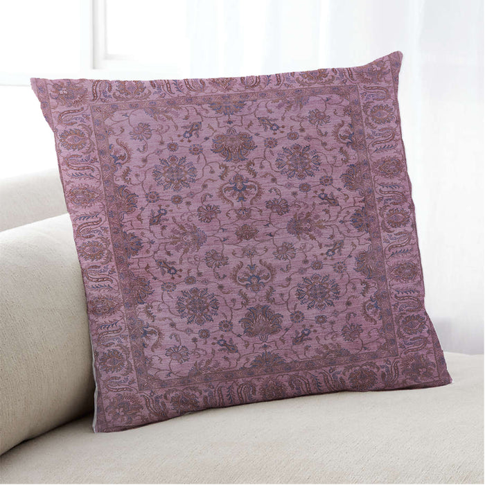 Lifestyle Image of Mid-Century Modern Urban Square Dark Raspberry Purple Throw Pillow, 18 inch by 18 inch, pwurb1963