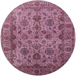 Round Machine Washable Industrial Modern Dark Raspberry Purple Rug, wshurb1963