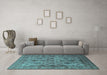 Machine Washable Oriental Turquoise Industrial Area Rugs in a Living Room,, wshurb1963turq