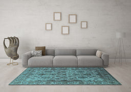 Machine Washable Oriental Turquoise Industrial Area Rugs in a Living Room,, wshurb1963turq