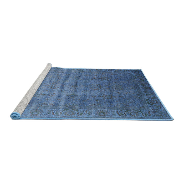 Sideview of Machine Washable Industrial Modern Iceberg Blue Rug, wshurb1964