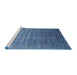 Sideview of Machine Washable Industrial Modern Iceberg Blue Rug, wshurb1964