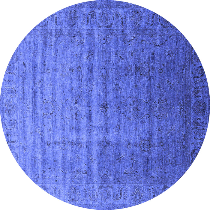 Round Oriental Blue Industrial Rug, urb1964blu