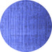 Round Oriental Blue Industrial Rug, urb1964blu