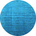 Round Oriental Light Blue Industrial Rug, urb1964lblu