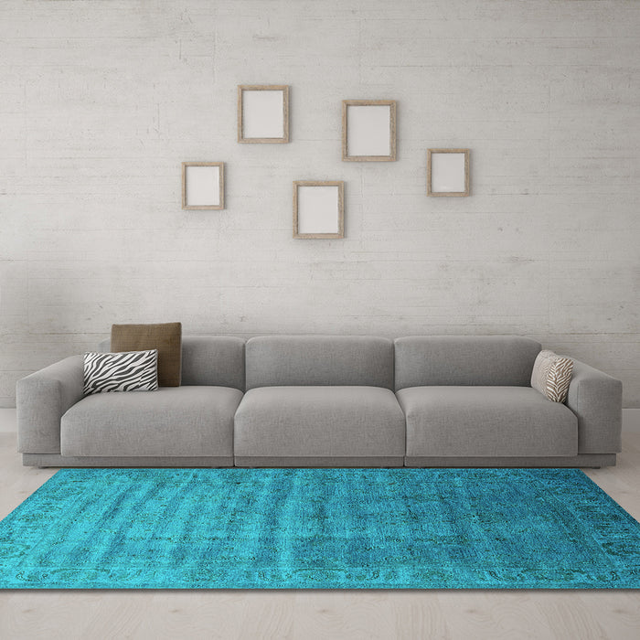 Machine Washable Oriental Turquoise Industrial Area Rugs in a Living Room,, wshurb1964turq