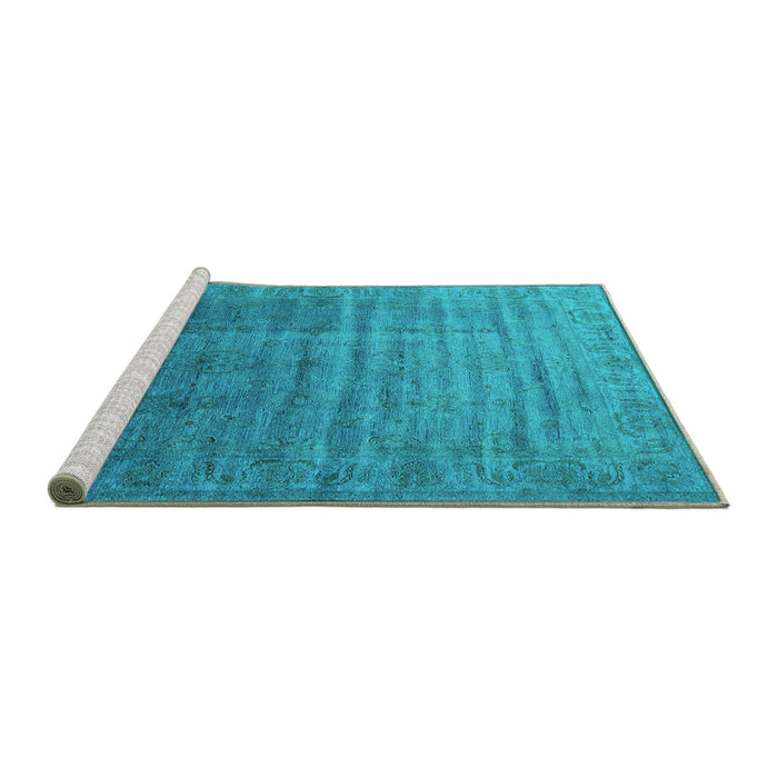 Sideview of Machine Washable Oriental Turquoise Industrial Area Rugs, wshurb1964turq