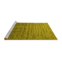 Sideview of Machine Washable Oriental Yellow Industrial Rug, wshurb1964yw