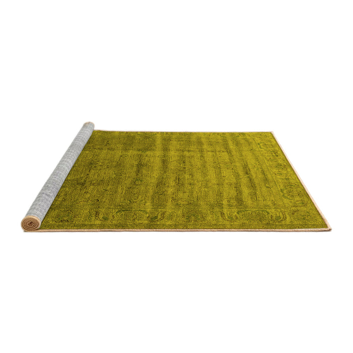 Sideview of Machine Washable Oriental Yellow Industrial Rug, wshurb1964yw