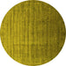 Round Machine Washable Oriental Yellow Industrial Rug, wshurb1964yw