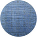 Round Mid-Century Modern Iceberg Blue Oriental Rug, urb1964