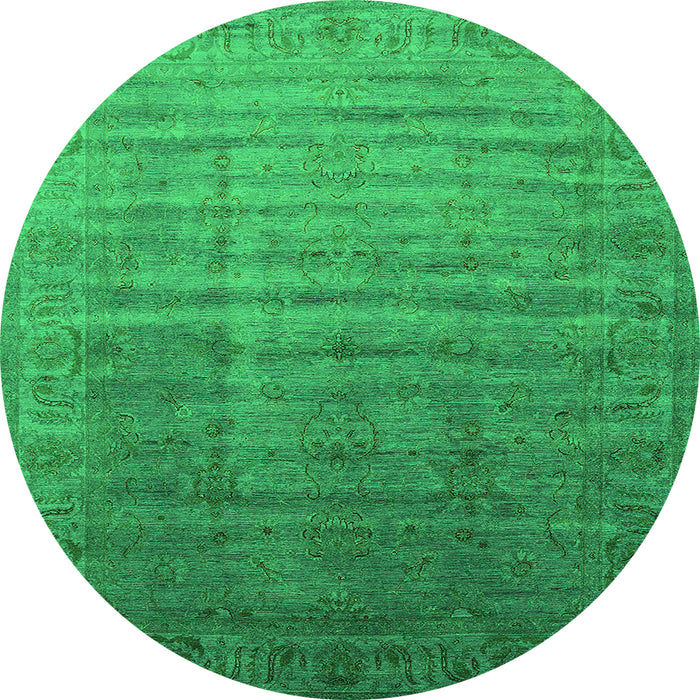 Round Oriental Green Industrial Rug, urb1964grn