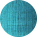 Round Oriental Turquoise Industrial Rug, urb1964turq