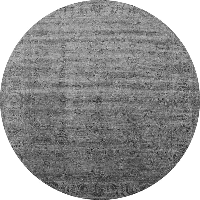 Round Oriental Gray Industrial Rug, urb1964gry