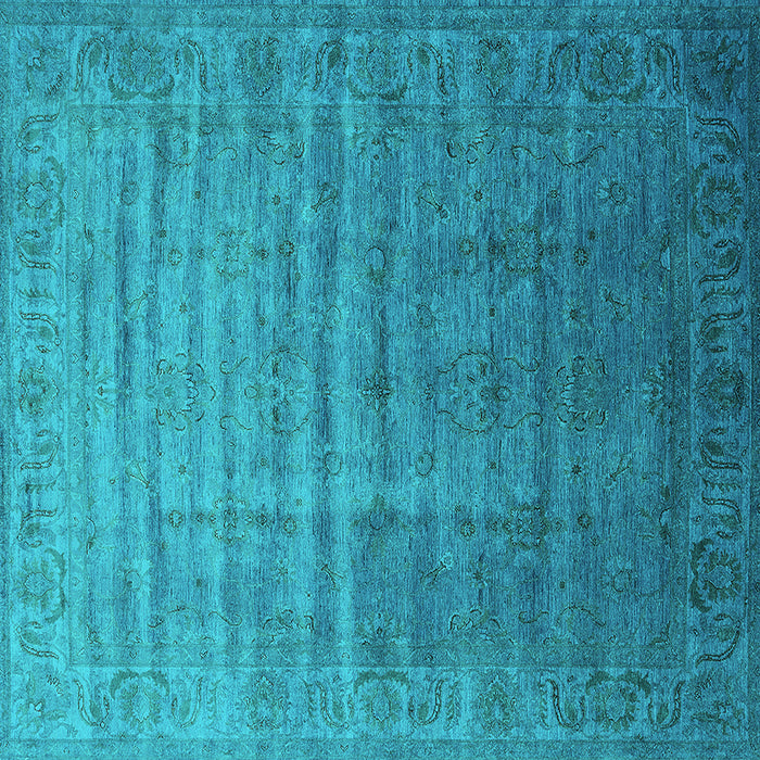 Square Machine Washable Oriental Turquoise Industrial Area Rugs, wshurb1964turq