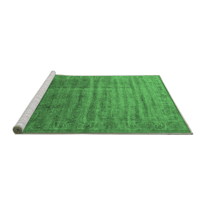Sideview of Machine Washable Oriental Emerald Green Industrial Area Rugs, wshurb1964emgrn