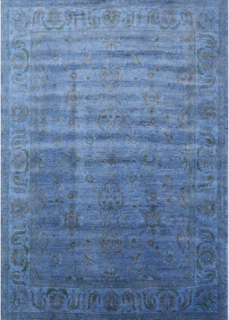 Mid-Century Modern Iceberg Blue Oriental Rug, urb1964