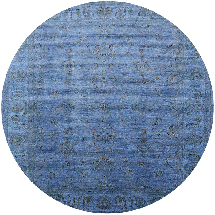 Round Machine Washable Industrial Modern Iceberg Blue Rug, wshurb1964