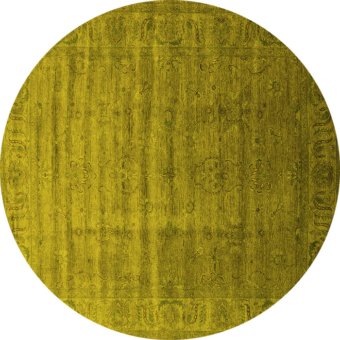 Round Oriental Yellow Industrial Rug, urb1964yw