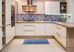 Mid-Century Modern Iceberg Blue Oriental Rug in a Kitchen, urb1964