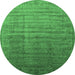 Round Oriental Emerald Green Industrial Rug, urb1964emgrn