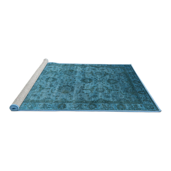 Sideview of Machine Washable Industrial Modern Blue Rug, wshurb1965